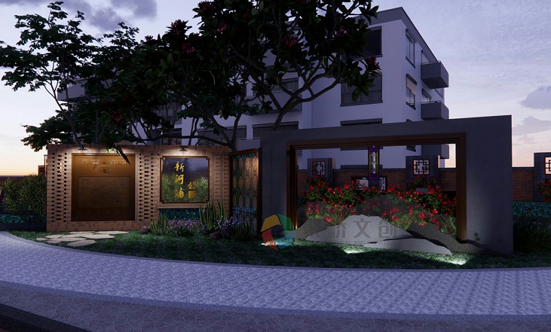 紅色主題公園夜景效果設計